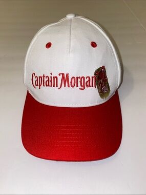 Captain Morgan Baseball Cap Red White Gold Embroidered Adjustable Hat
